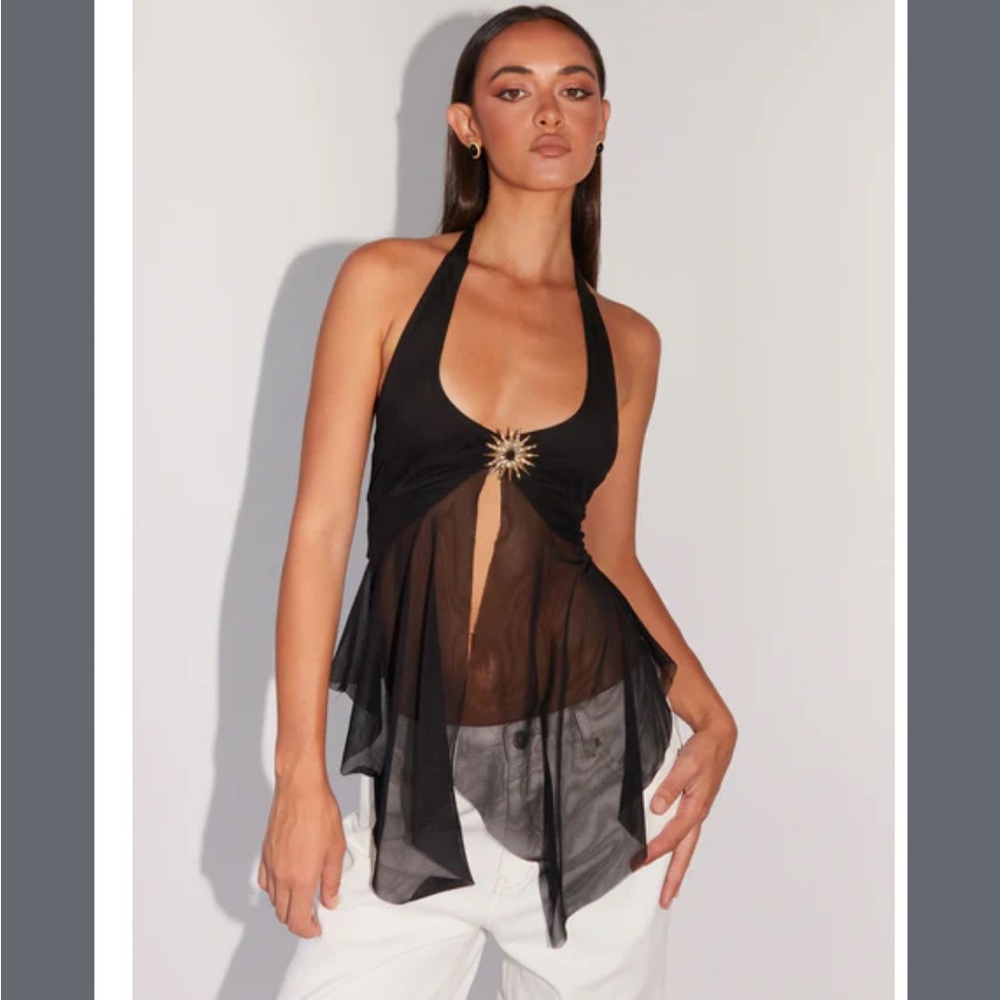 Peppermayo Black Sheer Halter Top size 6